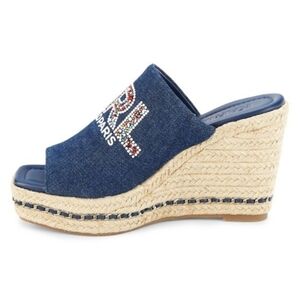 Karl Lagerfeld Caymen Logo Denim Espadrille Wedge Sandals Sz 8 1/2 & 9 New